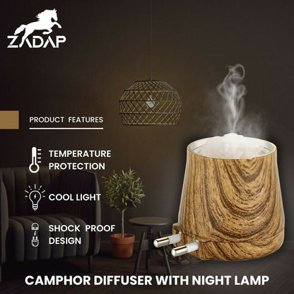 Zadap Wooden Kapoor Dani, Aroma Diffuser, Camphor Burner & Night Lamp