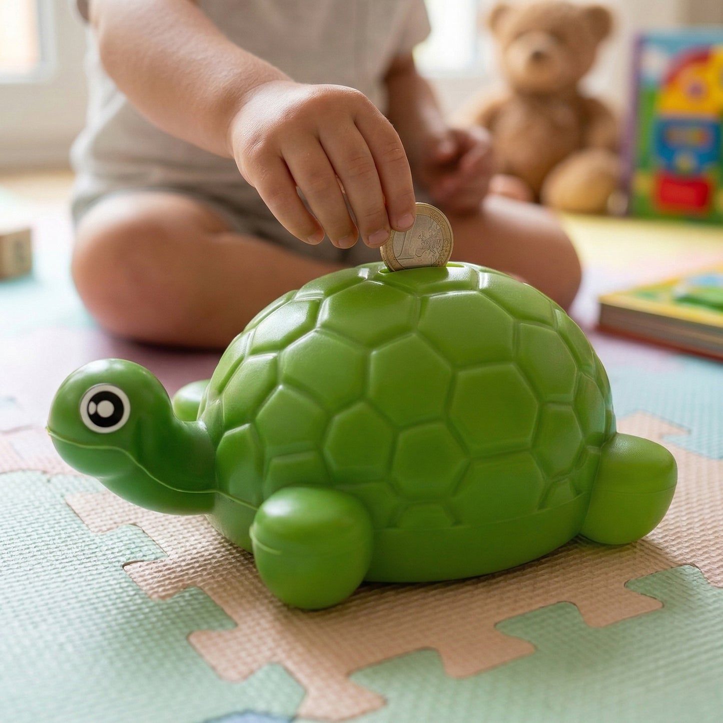 Coin storage box with turtle design