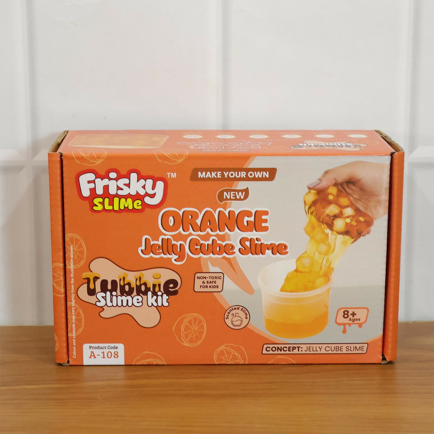 Orange Jelly Cube Slime Making Kit for Kids – DIY Tubbie Slime Kit with Activator