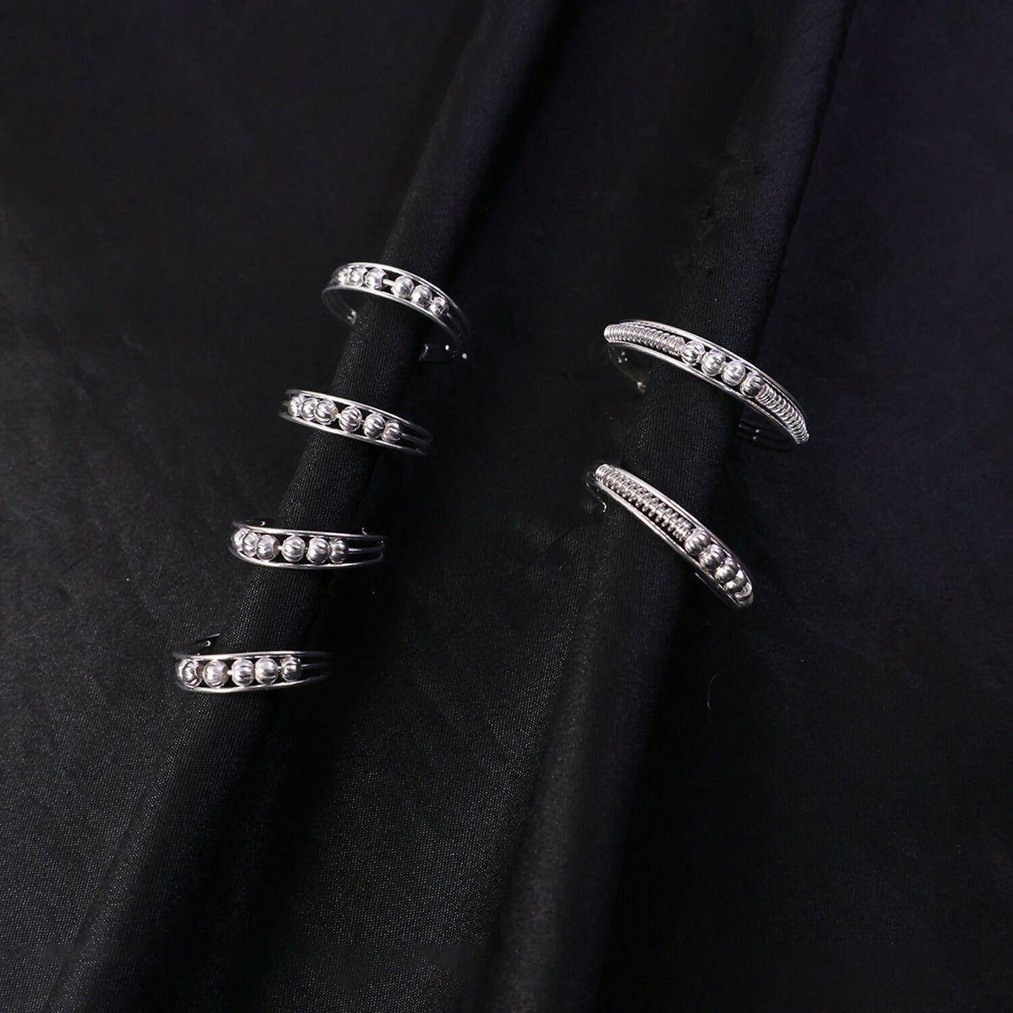 Elegant Sterling Silver Toi et Moi Inspired Beaded Ring Set