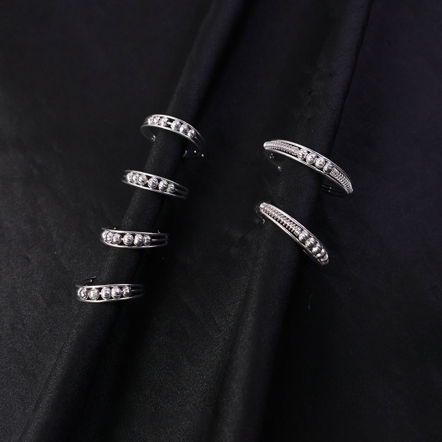 Elegant Sterling Silver Toi et Moi Inspired Beaded Ring Set