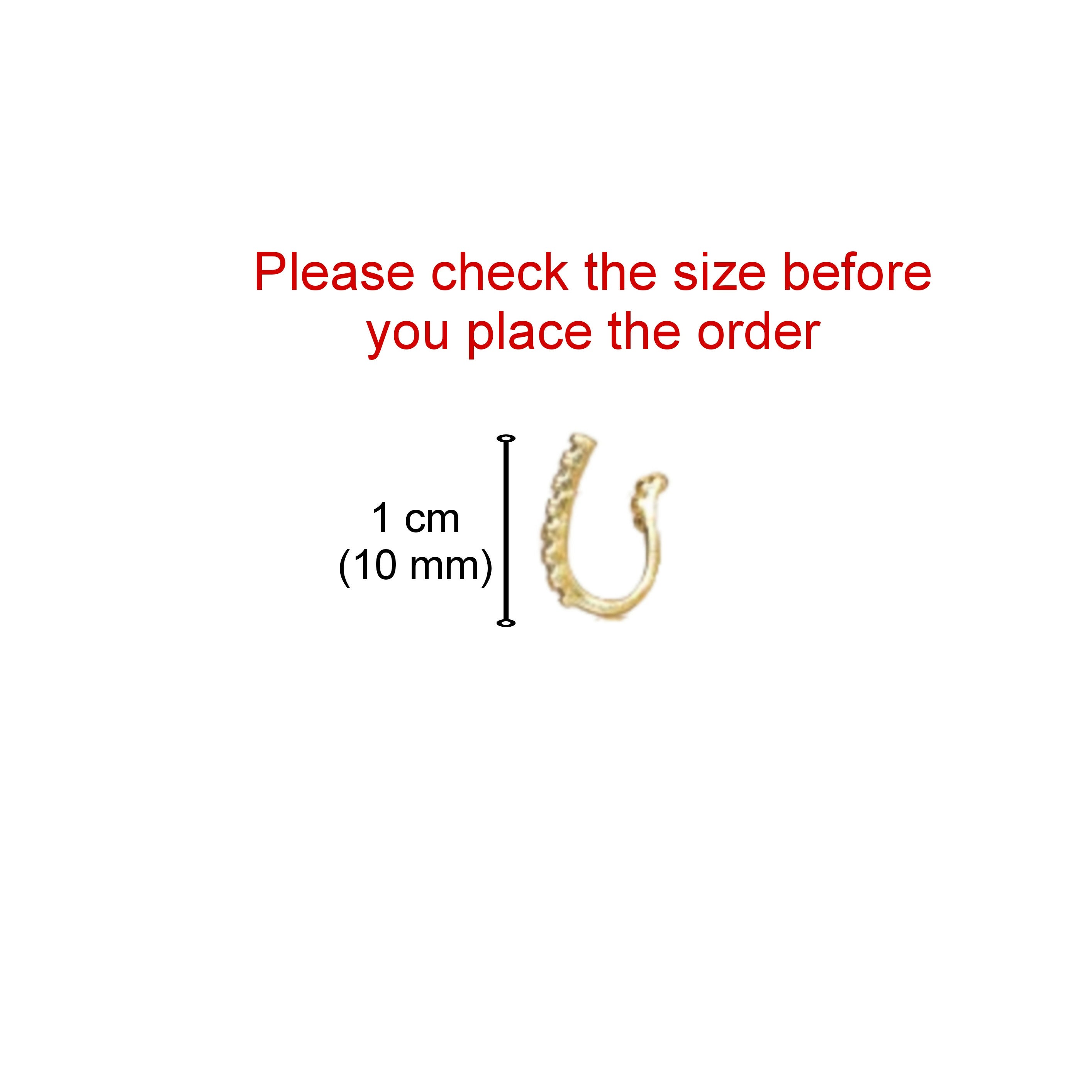 2 Pcs Gold Plated AD Non-Piercing Nose Clip Ring Set