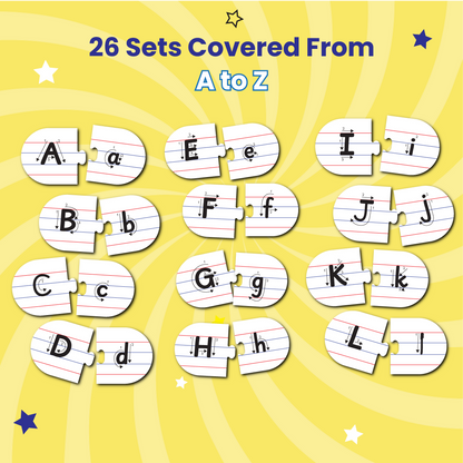Capital and Small Letter Matching Puzzle - Ages 3+ (52 cardboard puzzle pieces) Find & Match series