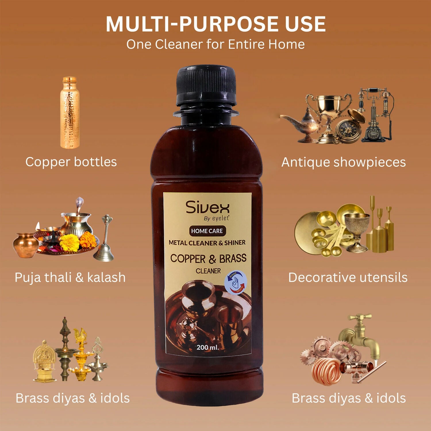 Eyelet Copper & Brass Cleaner Home Care Metal Cleaner & Shiner (200ML)