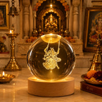 Radha Krishna Swing Crystal Globe LED Lamp with Wooden Base