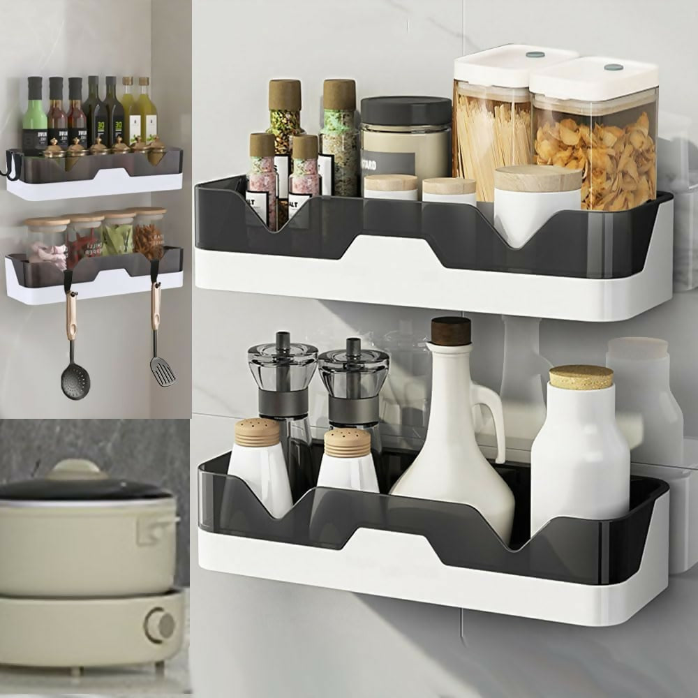 Adhesive Storage Rack, Wall Mounted Plastic Shelf Organizer for Bathroom(pack of 1)