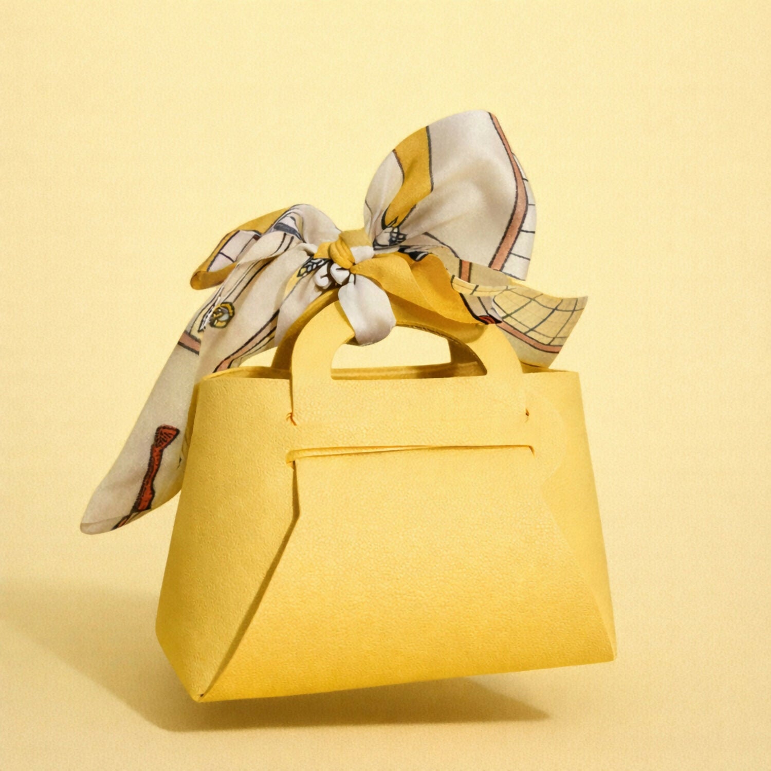 Women’s Mini Handbag with Printed Scarf Handle | Compact Stylish Daily Purse