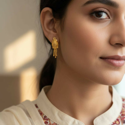 Nice 3 Line Golden Earrings for Women & Girls – Traditional Fancy Jewellery Gift