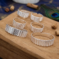 Elegant Adjustable Toe Ring Set For Women – 6 Pcs Stylish Silver Finish Foot Jewellery