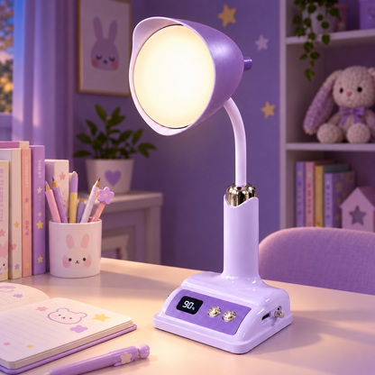 Lavender Bunny Desk Lamp at Dusk