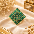 Statement Ring – Vintage Green Floral Design for Women