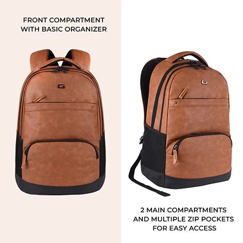 GEAR Laptop Back Pack Vintage 2 Leather Tan Black