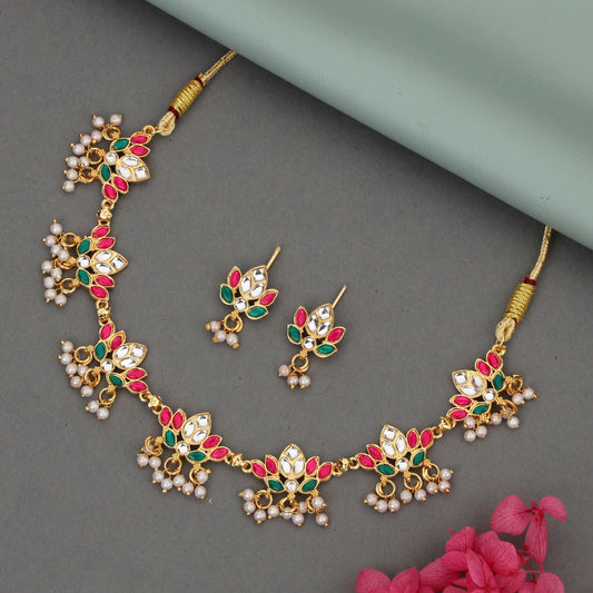 Modern Gold Pave Crystal Teardrop Choker Set