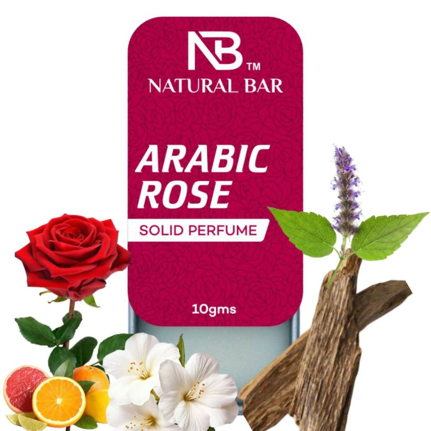 Natural Bar Arabic Rose Solid Perfume| Alcohol Free Cologne for Men & Women | Strong & Lasting Fragrance | Gifting Set for Him & Her