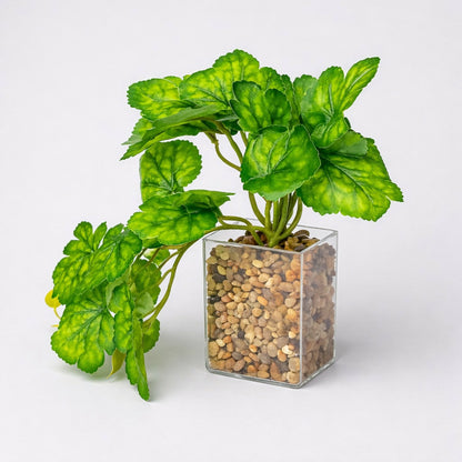 Artificial Trailing Leaf Plant in Clear Pot for Home & Office Table Décor