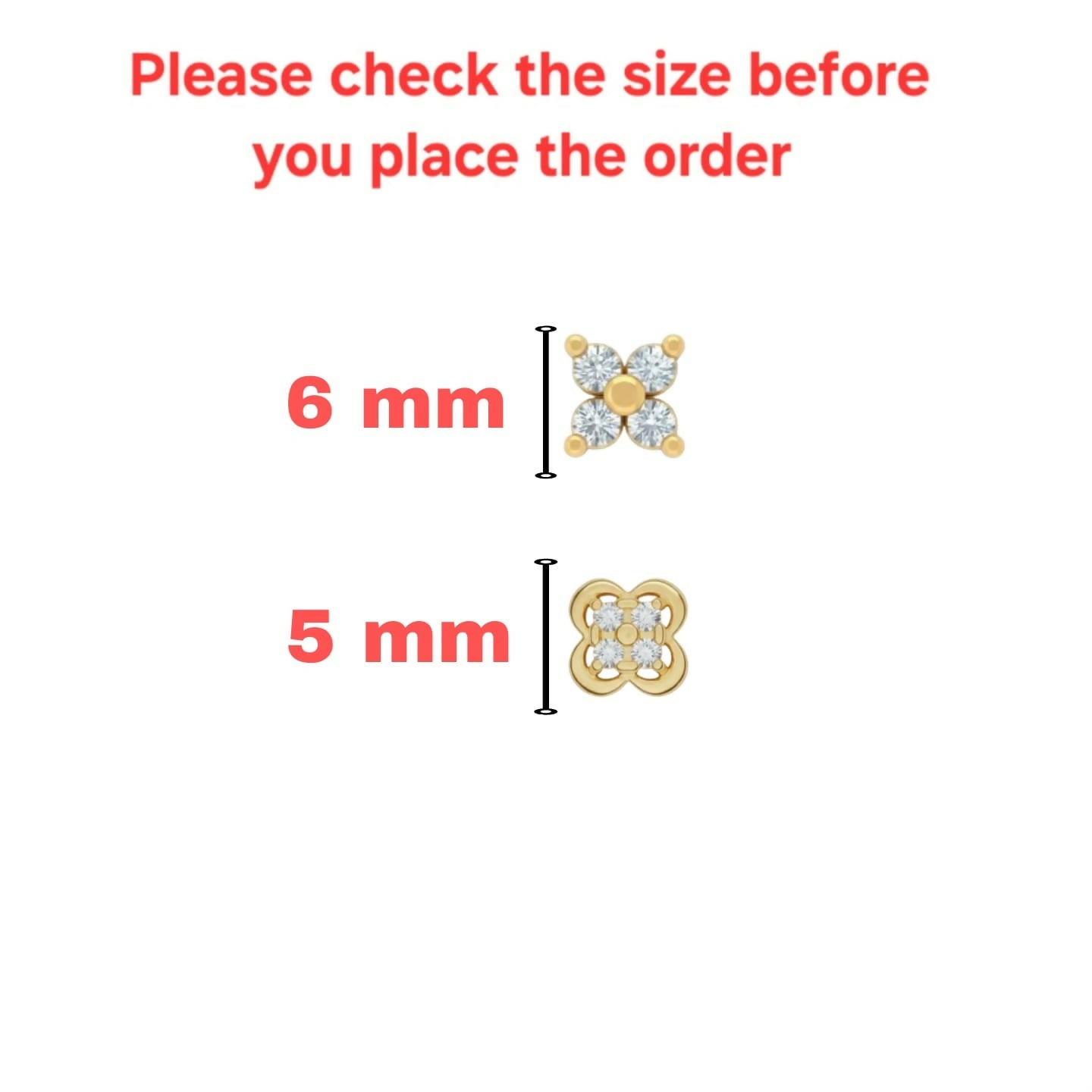 Two pairs of gold clover flat back stud earrings displayed together in combo pack.