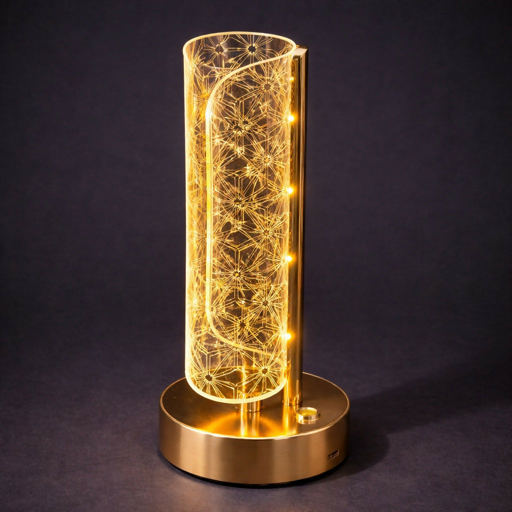 Decorative LED Table Lamp with Pattern Shade Warm Light (Design may vary)