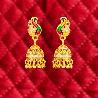 Ethnic Peacock Pattern Drop Earrings
