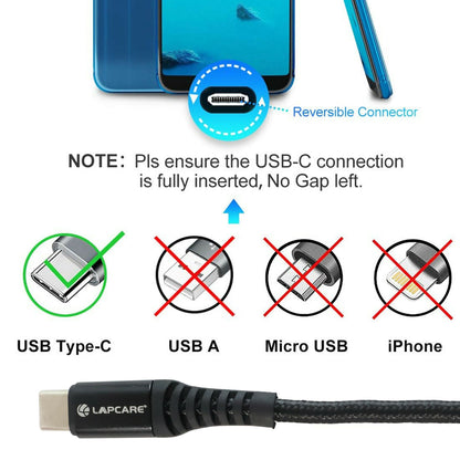 Lapcare Hook USB Type-C to Type-C Braided Fast Charging Cable with 240W Output