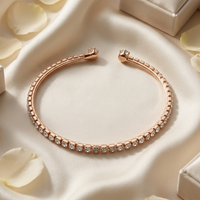 Sparkling Austrian Stone Rose Gold Bracelet for Women with Elegant Cuff Design