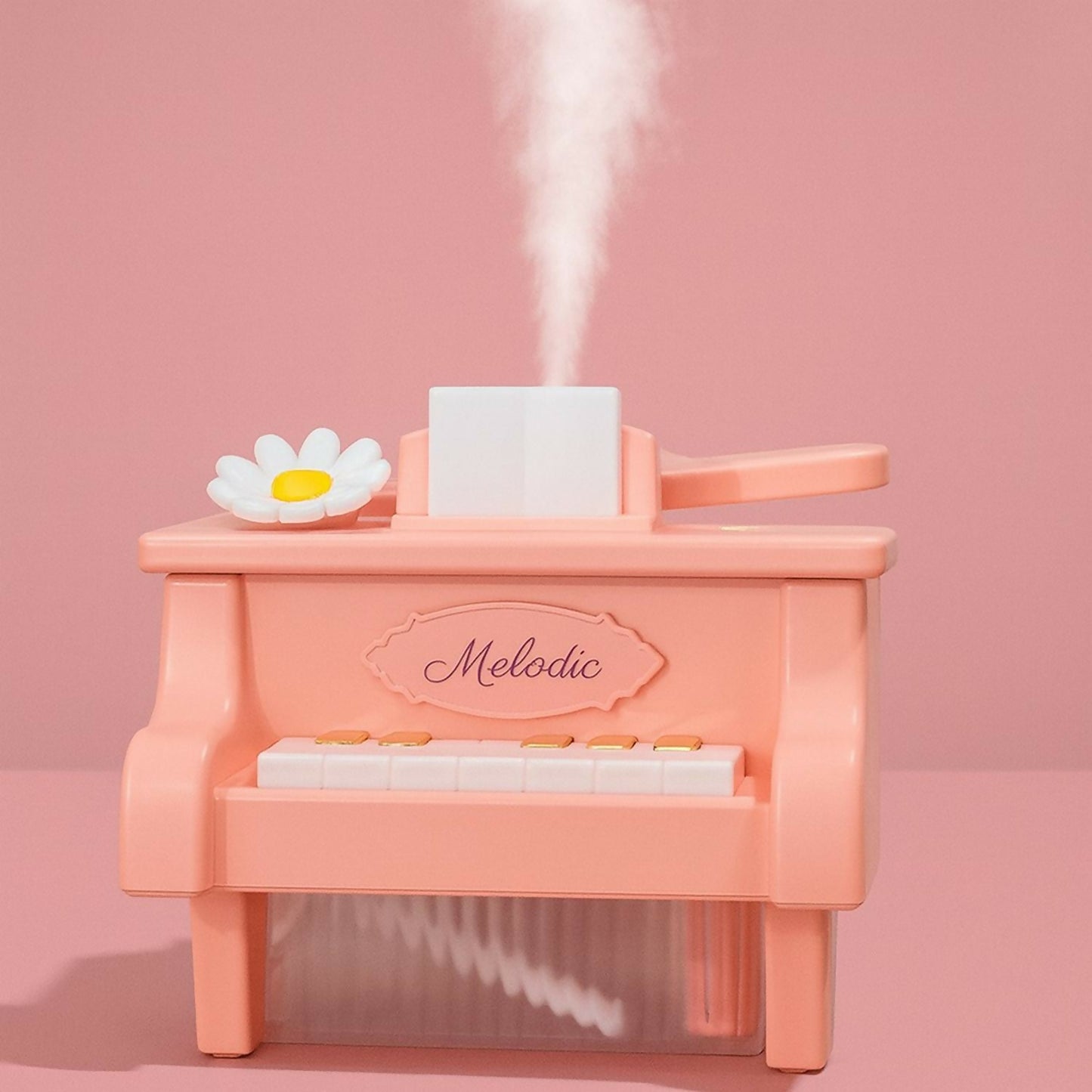 Pink Piano USB Mini Humidifier with Night Light for Bedroom & Kids Room