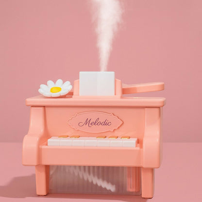 Pink Piano USB Mini Humidifier with Night Light for Bedroom & Kids Room