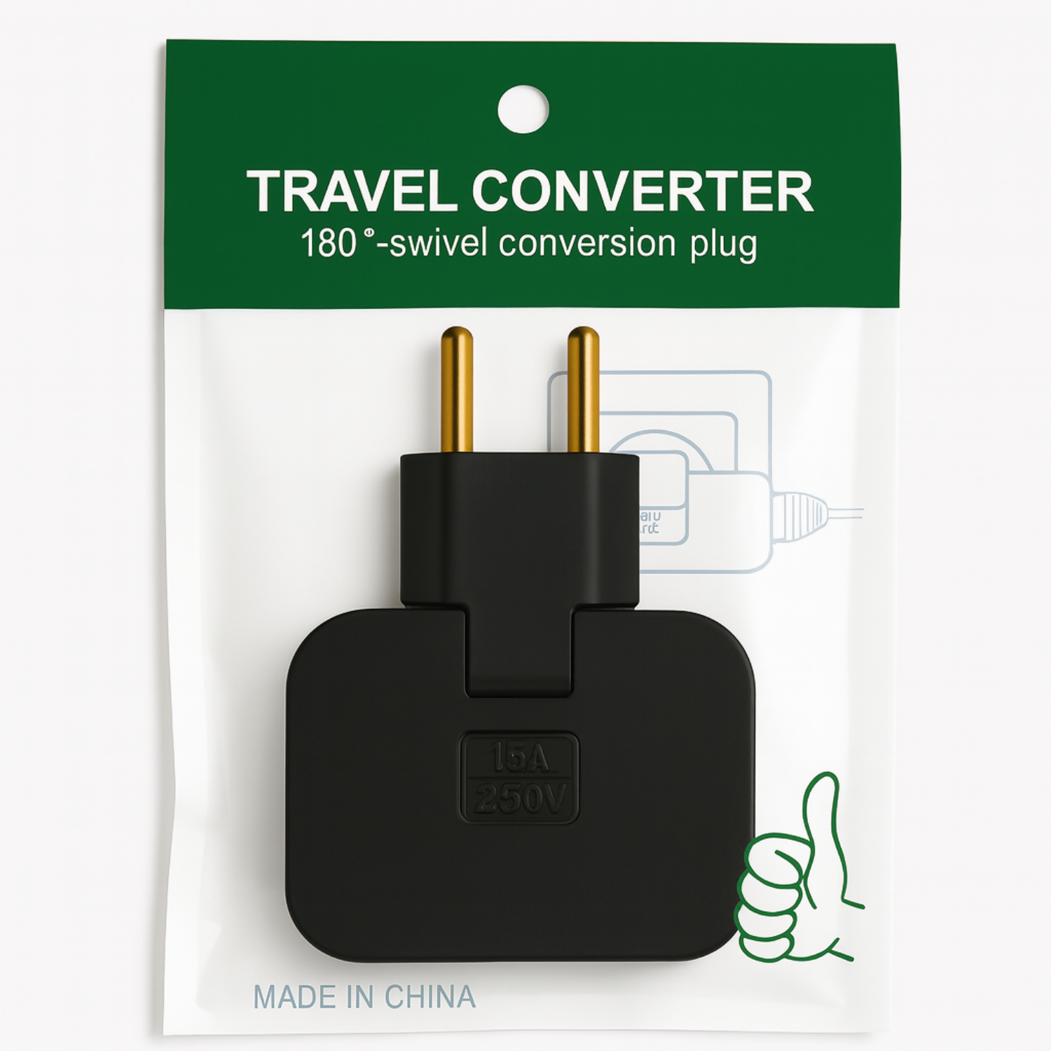 180° Swivel Travel Plug Adapter 15A 250V Universal Multi Plug Converter