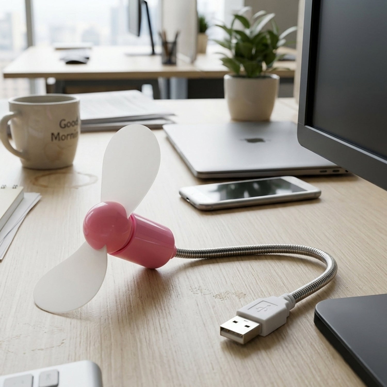 Flexible USB Mini Fan with Gooseneck Neck for Laptop and Desk Cooling (1 Pc)