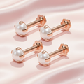 Rose Gold plated Pearl Nose Pins for women and girls Combo Pack of 4