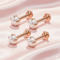 Rose Gold plated Pearl Nose Pins for women and girls Combo Pack of 4
