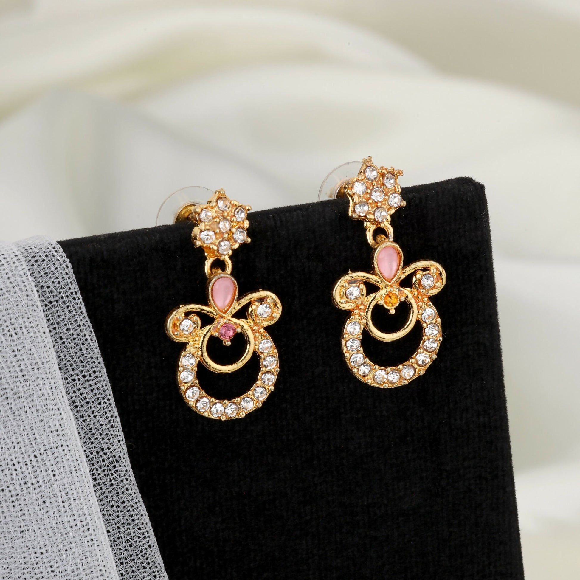 Gold-Toned AD & Emerald Vine Drop Necklace Set