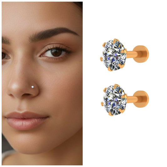 Gold plated AD nosepin Laung Koka Nathni for women and girls Combo Pack of 2