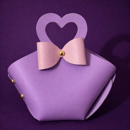 Purple Mini Handheld Bag for Women | Heart Handle Stylish Gift Purse