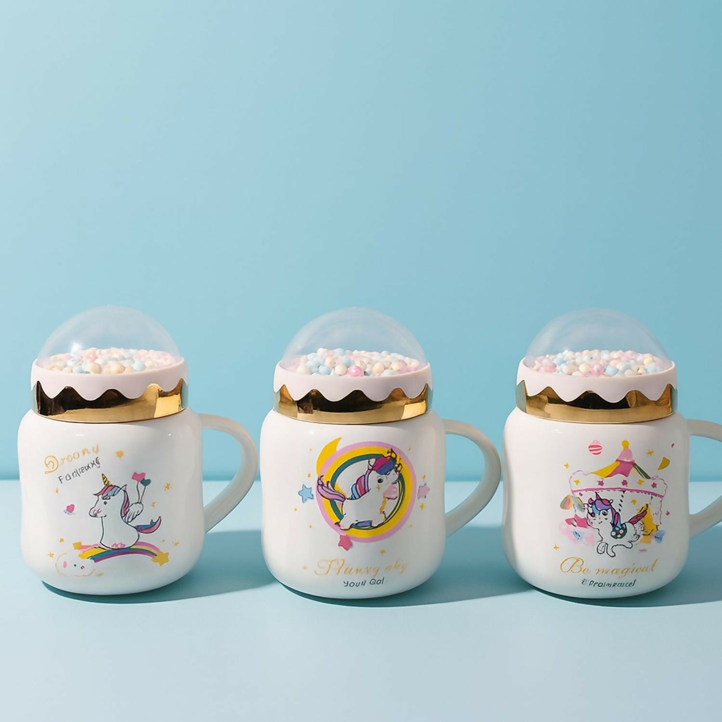 Unicorn Ceramic Mug with Decorative Dome Lid | Cute Pastel Coffee & Milk Cup for Kids, Girls & Gifting | Premium Quality Heat-Resistant Mug with 3D Bubble Dome Design | Ideal for Home, Office & Birthday Gifts | Pack of 1 (Unicorn Design)