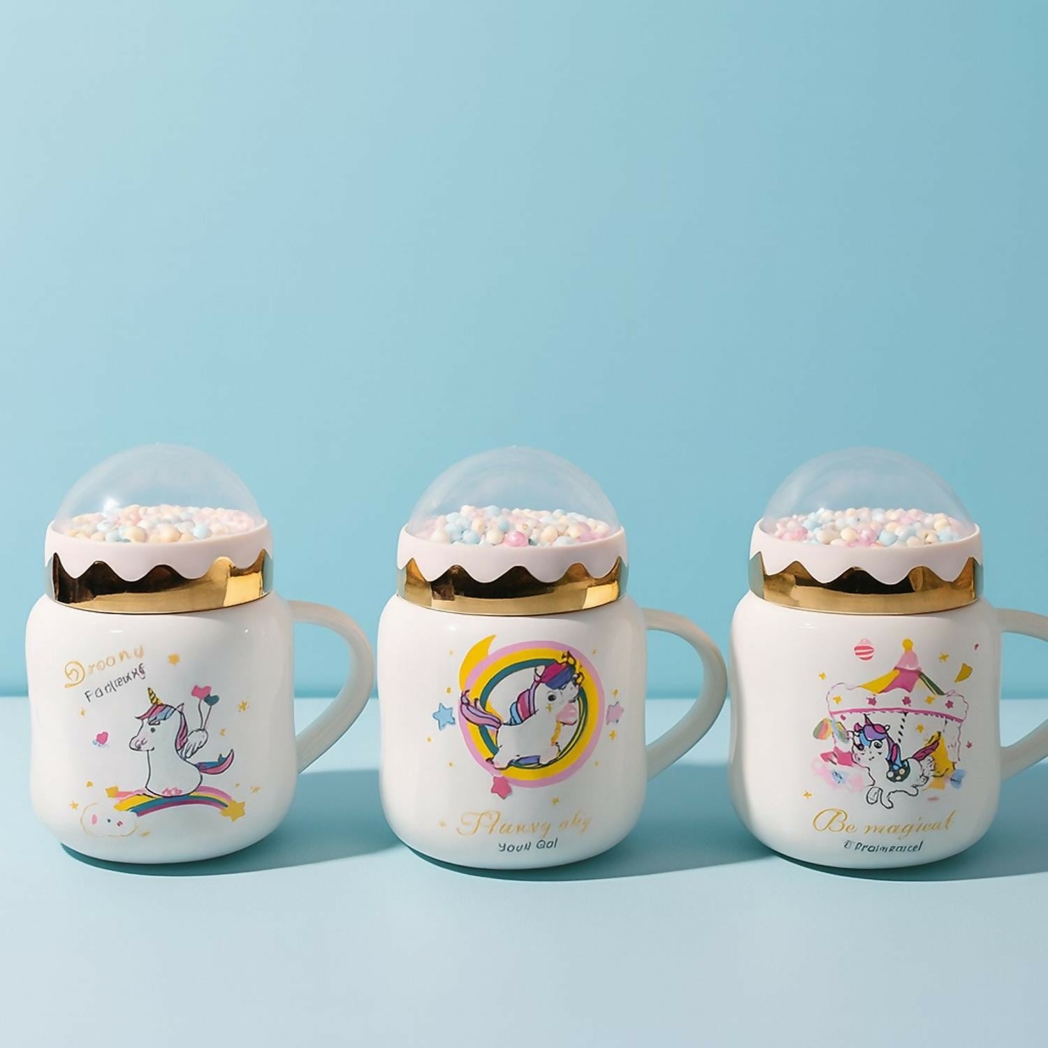 Unicorn Ceramic Mug with Decorative Dome Lid | Cute Pastel Coffee & Milk Cup for Kids, Girls & Gifting | Premium Quality Heat-Resistant Mug with 3D Bubble Dome Design | Ideal for Home, Office & Birthday Gifts | Pack of 1 (Unicorn Design)