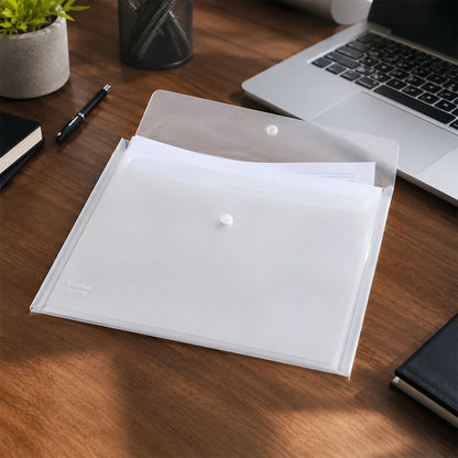 Side view of frosted white clear file folder