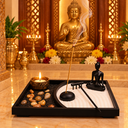 Golden Zen Tray Before Buddha