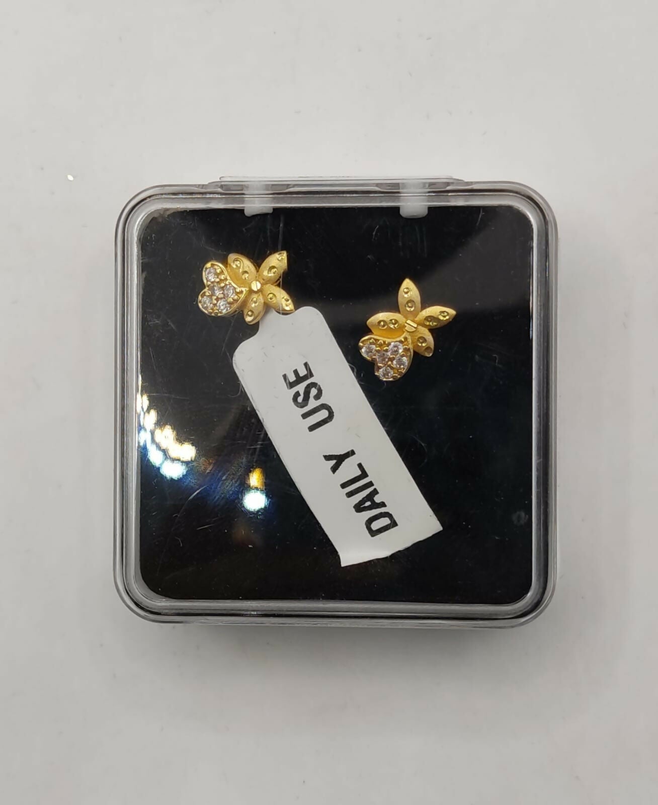 Diamond Studded Gold Butterfly Heart Earrings for women and girls