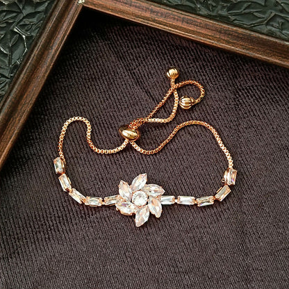 Rose Gold Plated Ad Stone Adjustable Bracelet