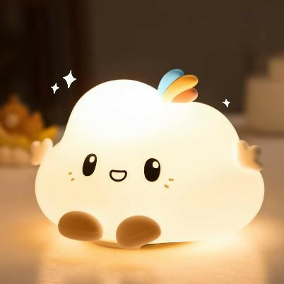 Cute Cloud Silicone Night Lamp with Soft Warm Glow for Kids Bedroom Décor