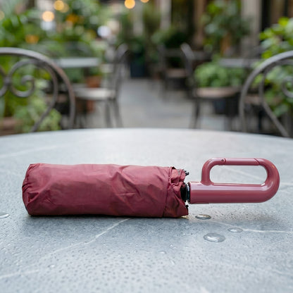 Travel umbrella packed in its protective matching sleeve