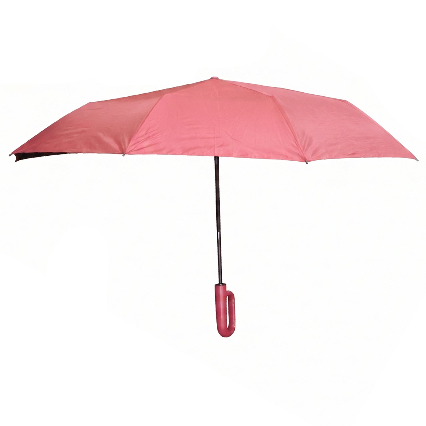 Maroon portable umbrella open and ready for rain or sun protection