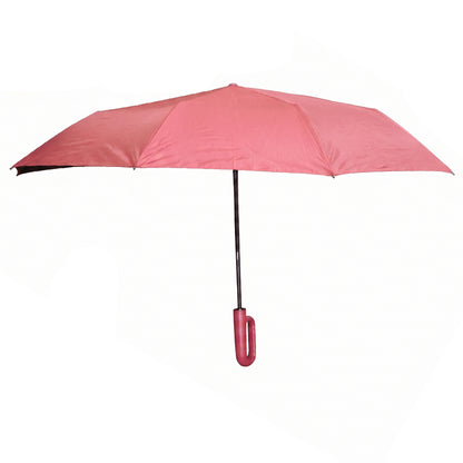 Maroon portable umbrella open and ready for rain or sun protection