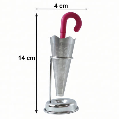 Stainless Steel Umbrella Tea Strainer with Stand Drip Tray Reusable Tea Infuser Filter (1 Pc)