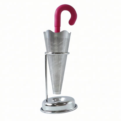 Stainless Steel Umbrella Tea Strainer with Stand Drip Tray Reusable Tea Infuser Filter (1 Pc)