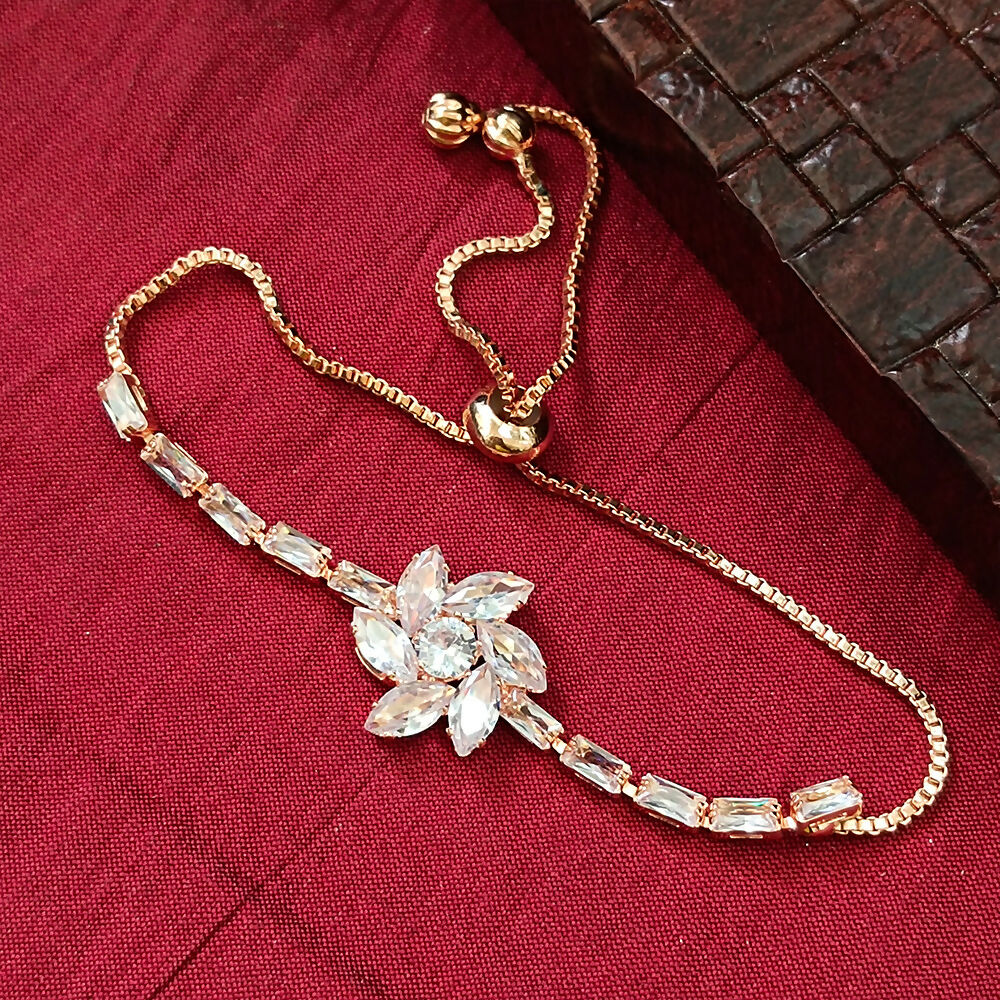 Rose Gold Plated Ad Stone Adjustable Bracelet