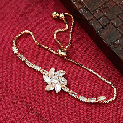 Rose Gold Plated Ad Stone Adjustable Bracelet