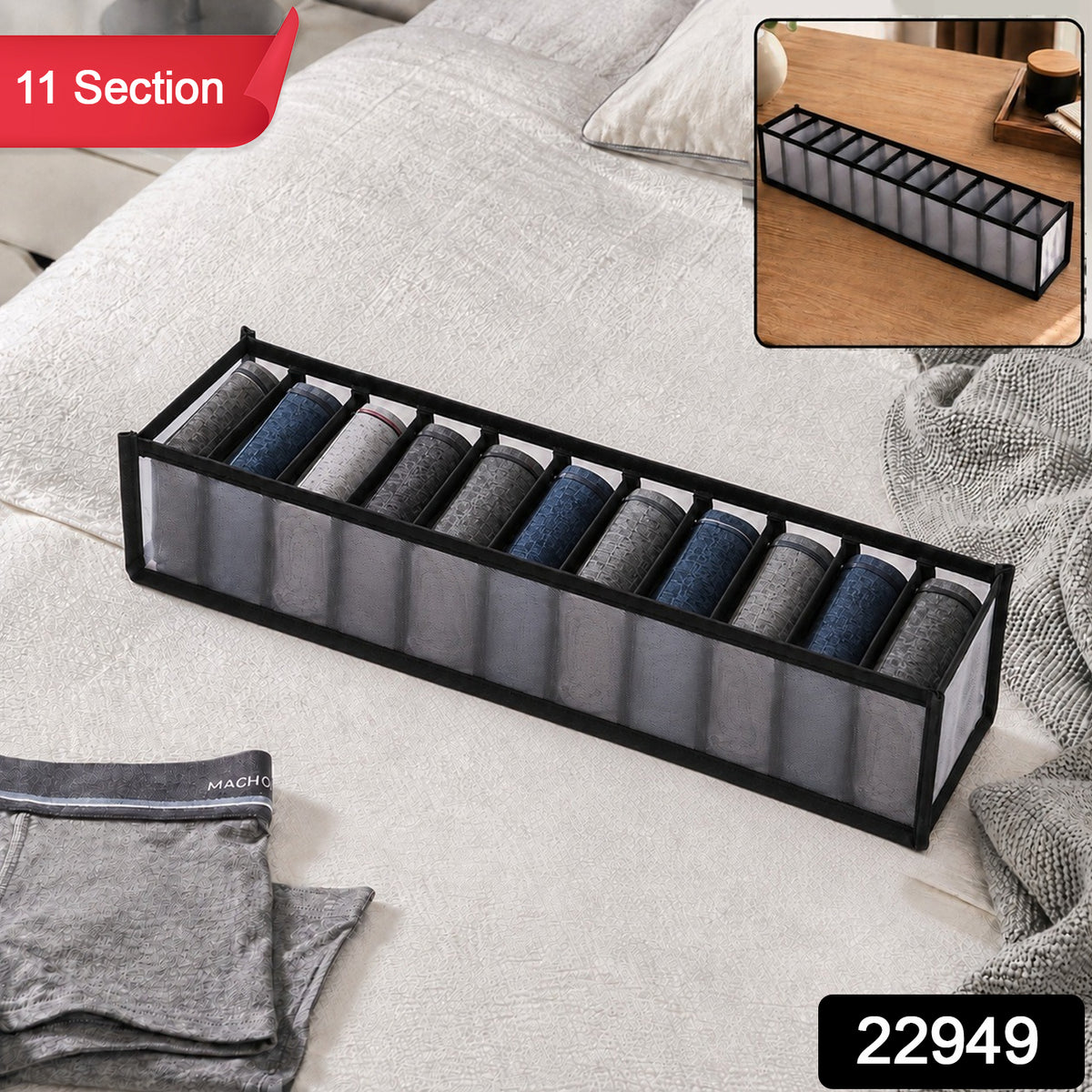 Foldable Laundry 11 Section Organizer Bag for Drawer and Wardrobe Storage (1 Pc)