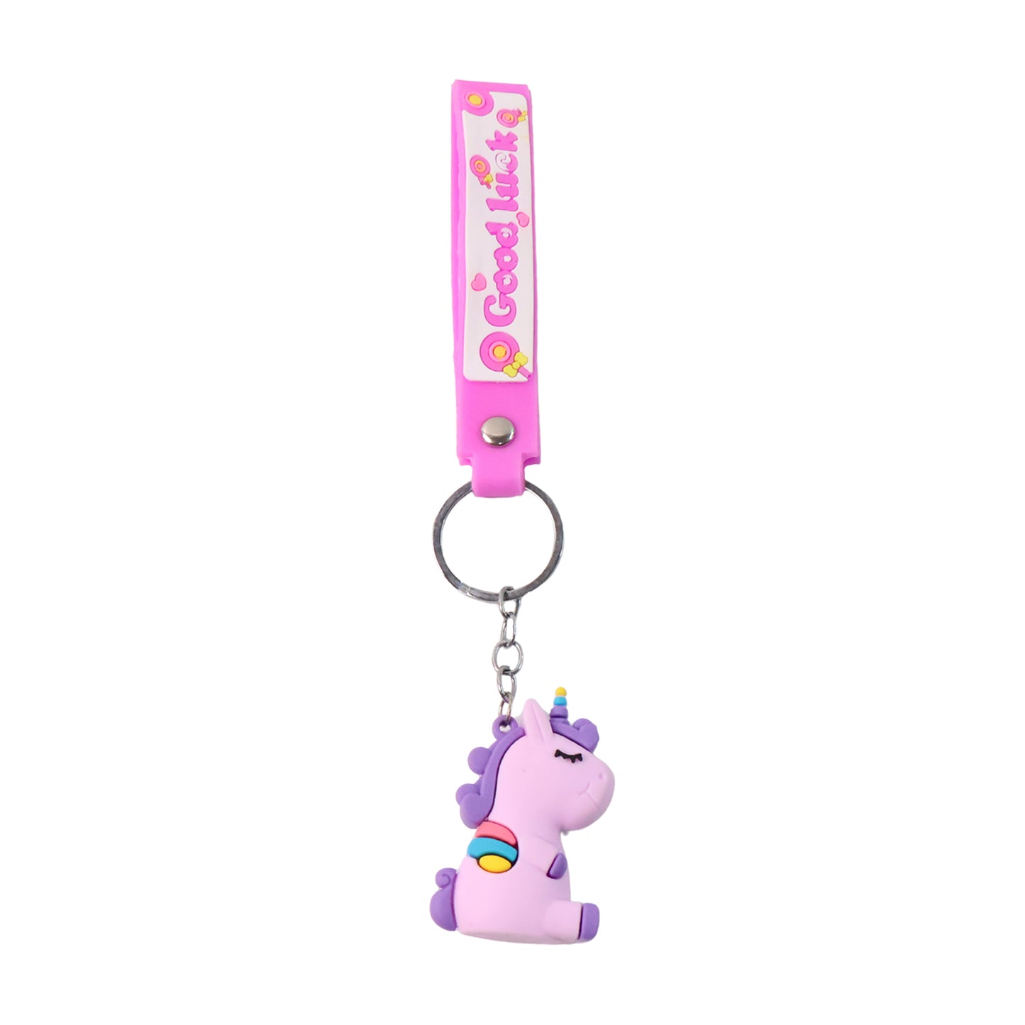 Cute Cartoon Silicone 3D Key Chain with Metal Hook & Strap (Pack of 1)