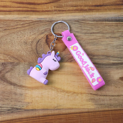 Cute Cartoon Silicone 3D Key Chain with Metal Hook & Strap (Pack of 1)